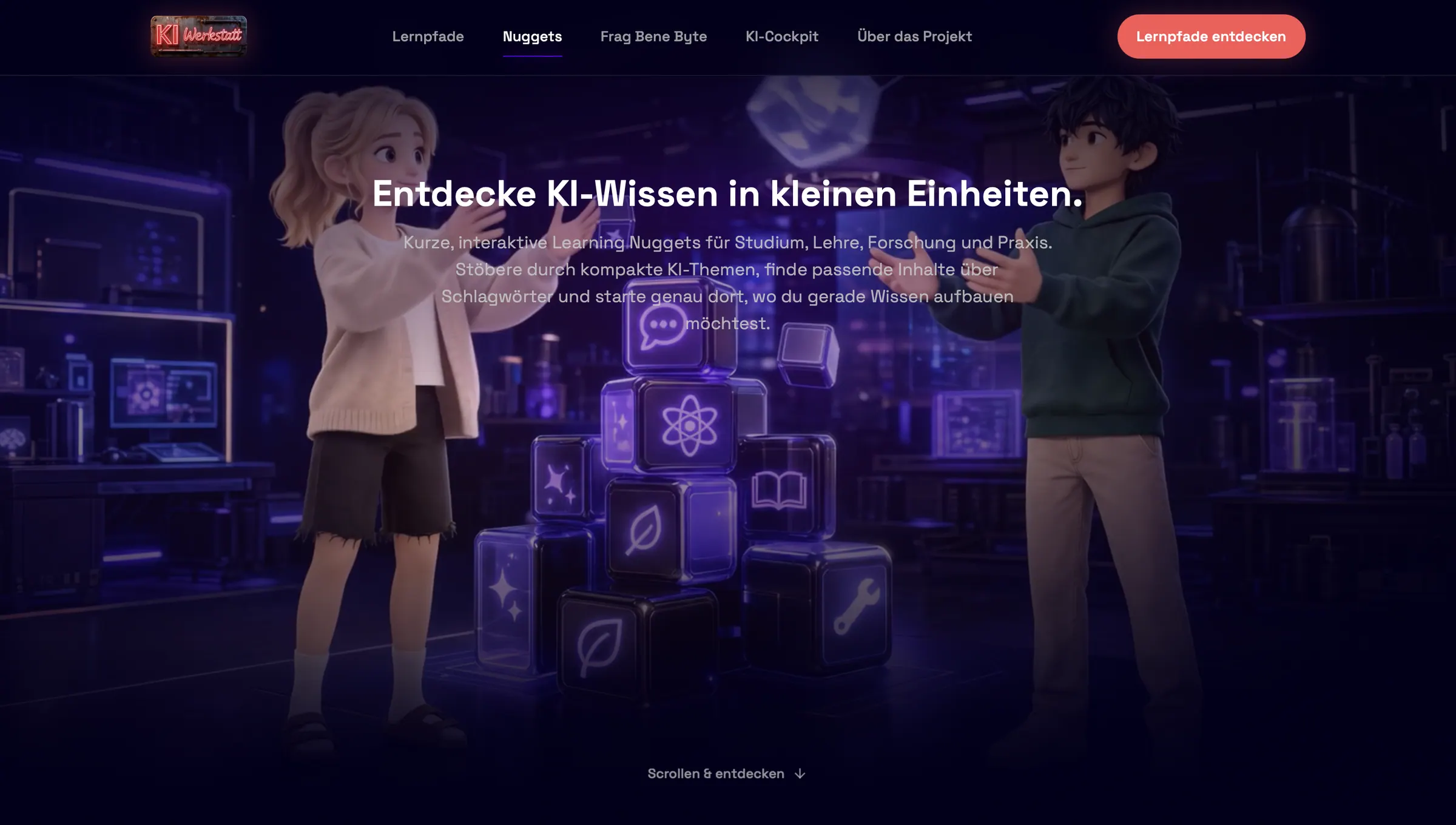 A KI-Werkstatt Learning Nugget landing page