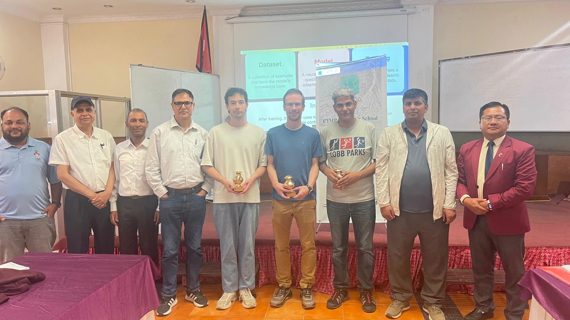 Participants and faculty in a classroom at the CIMPA Summer School in Nepal